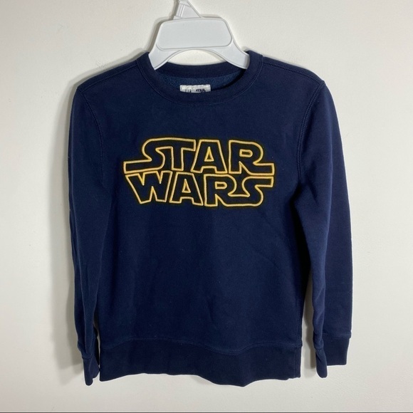 Gap Star Wars Sweater Blue Gold Sz Medium 8 Kids Youth Disney Crewneck - Picture 2 of 4